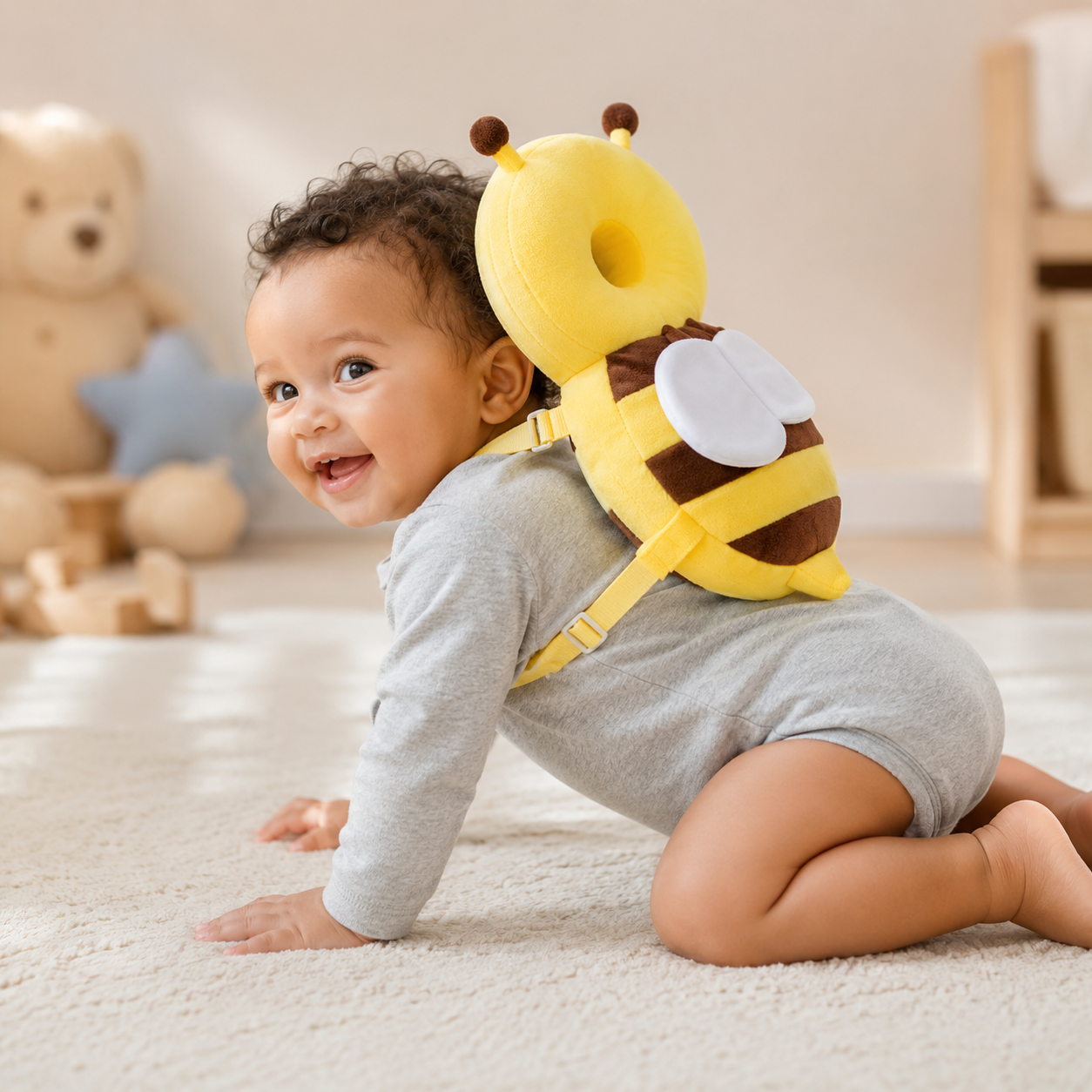 Buzzy the Bee Baby Head Protector Backpack