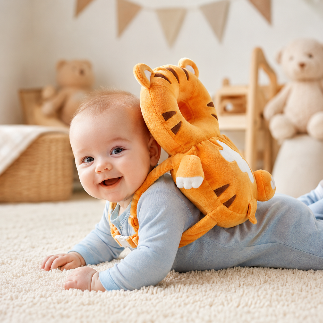 Benny the Bear Baby Head Protector Backpack