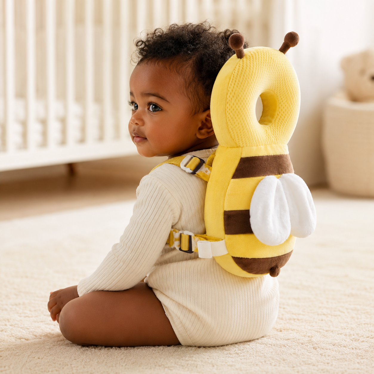 Buzzy the Bee Baby Head Protector Backpack